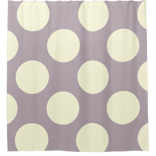 Shower Curtain large Circles Dots Purple Cream (Front)