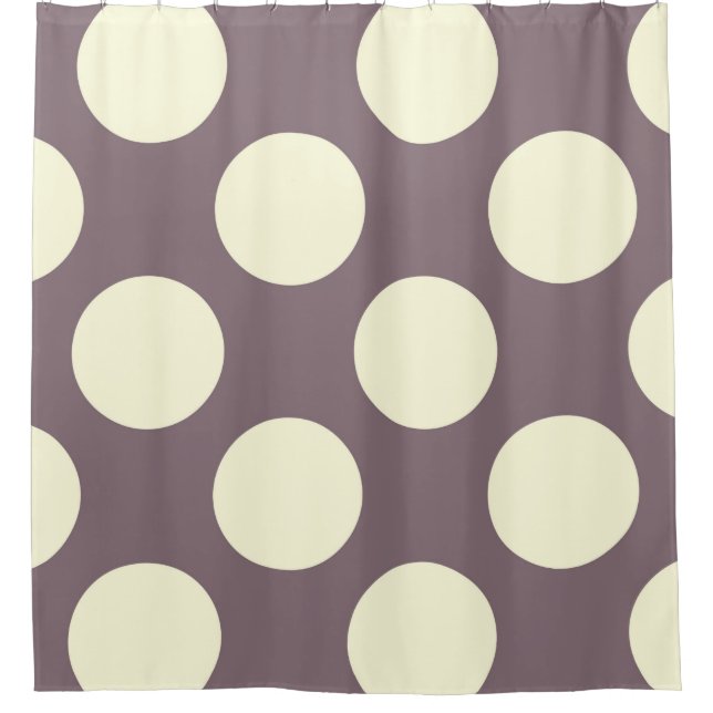 Shower Curtain large Circles Dots Purple Cream (Front)
