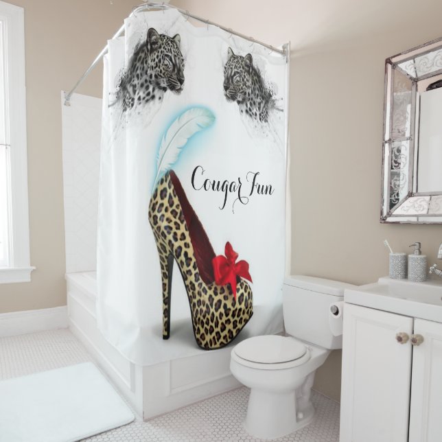Shower Curtain Leopard Heels (In Situ)