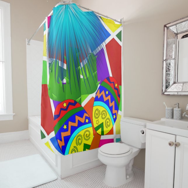 Shower Curtain Mexican Banjos Colourful (In Situ)