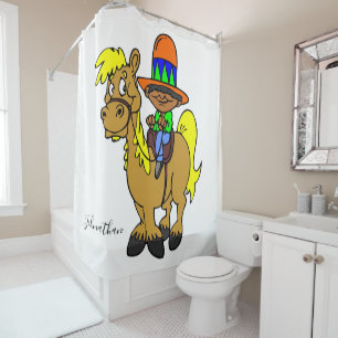 Shower Curtain Mexican Man Horse