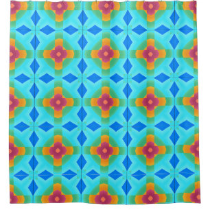 Shower Curtain, multi colour geometric pattern Curtain