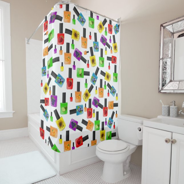 Shower Curtain Nail Polish Strawberry Blueberry (In Situ)