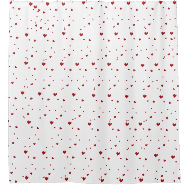 Shower Curtain, None-Little red hearts-Home Decor Curtain (Front)