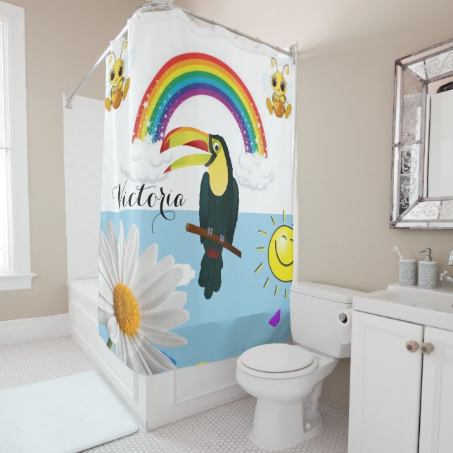 Shower Curtain Parrot Rainbow Sun Bumblebee (In Situ)