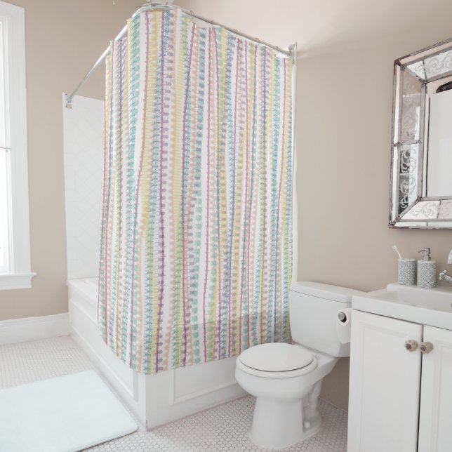 Shower Curtain/Pastel colours-stripes Curtain (In Situ)