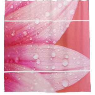 Shower Curtain/Pink Flower Pedals with Dew Drops Curtain