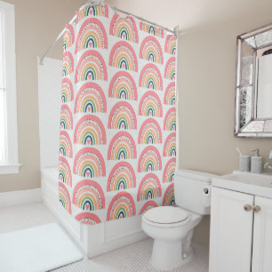 Shower Curtain - Pink Rainbow Polka Dots