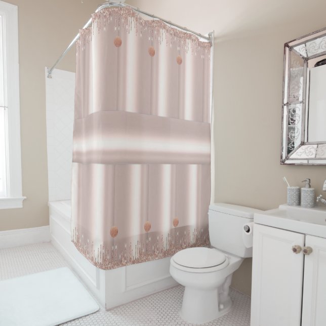 Shower Curtain Pink Rose Glitter Drip (In Situ)