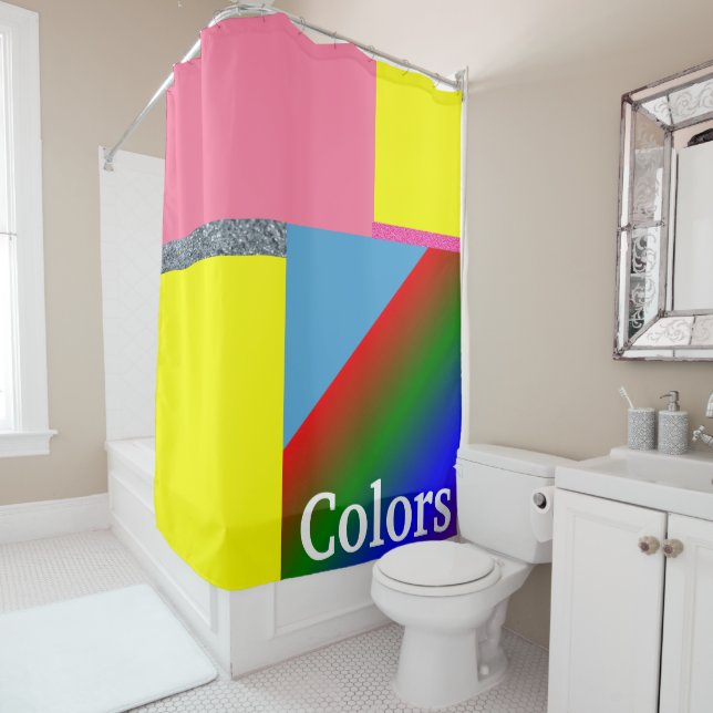 Shower Curtain Plain Colourful Bright Colours (In Situ)