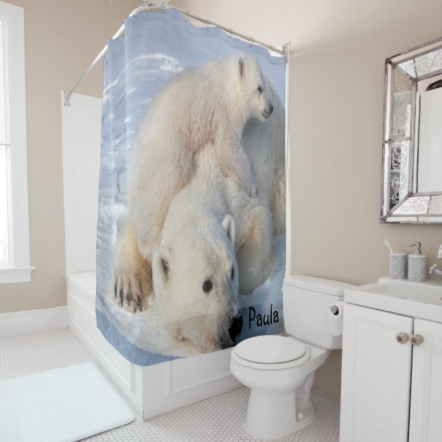 Shower Curtain Polar Bears (In Situ)