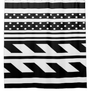 Shower Curtain/Polka Dots and Stripes Curtain