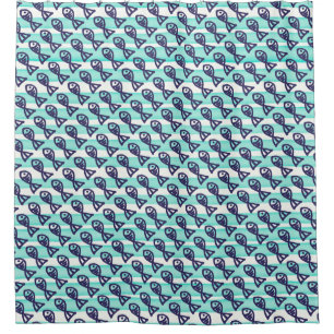 Shower Curtain repeating fish pattern
