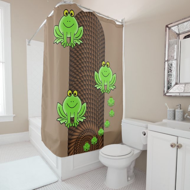 Shower Curtain Rope Green Frogs (In Situ)