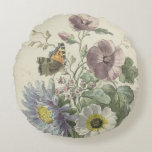Shower Curtain Round Cushion<br><div class="desc">Bouquet of Flowers with a Painted Lady Butterfly,  Willem van Leen,  1763 - 1825
public domain ,  cut flower ,  nosegay,  bunch of flowers ,  flowers in a vase ,  paper  ,  ink ,   watercolor (paint) , 
chalk ,  vintage art print</div>