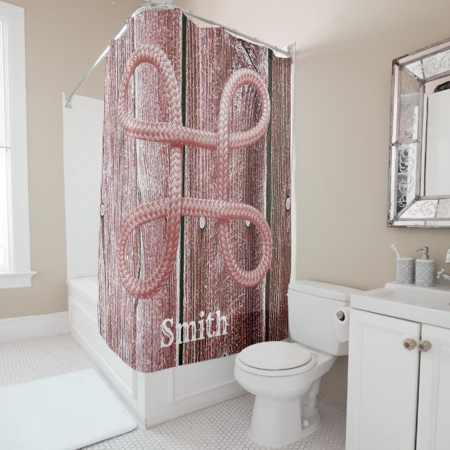 Shower Curtain Rustic Red Wood Rope (In Situ)