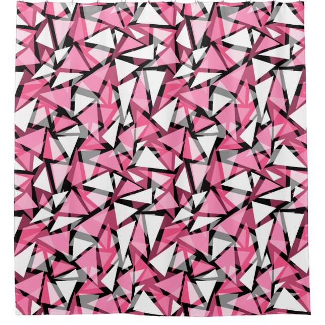 Shower Curtain Seamless geometric triangles shapes (Front)