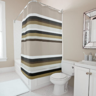 Shower Curtain Stripe Brown & Beige