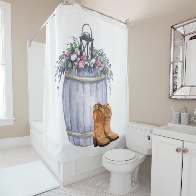 Shower Curtain Summer Country Wedding Rustic Water (In Situ)