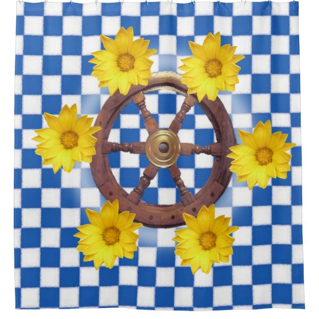 Shower Curtain, Sunflower, Anchor Shower Curtain (Front)