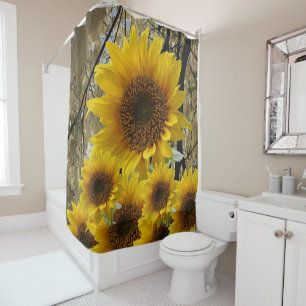 Shower curtain sunflowers