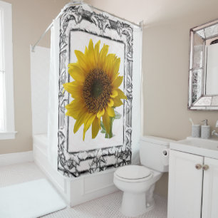 Shower curtain sunflowers