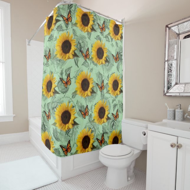 Shower curtain sunflowers (In Situ)