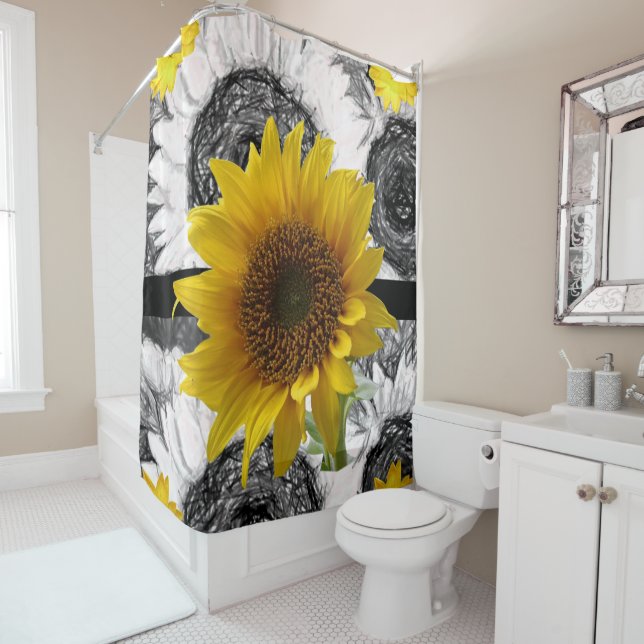 Shower curtain sunflowers (In Situ)
