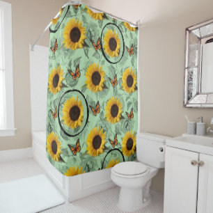 Shower curtain sunflowers