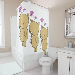 Shower Curtain Teddy Bear Floral
