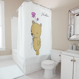 Shower Curtain Teddy Bear Floral