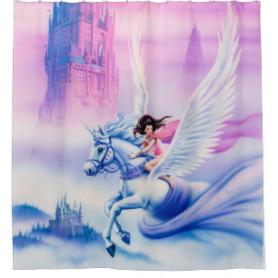 Shower curtain Unicorn Princess design