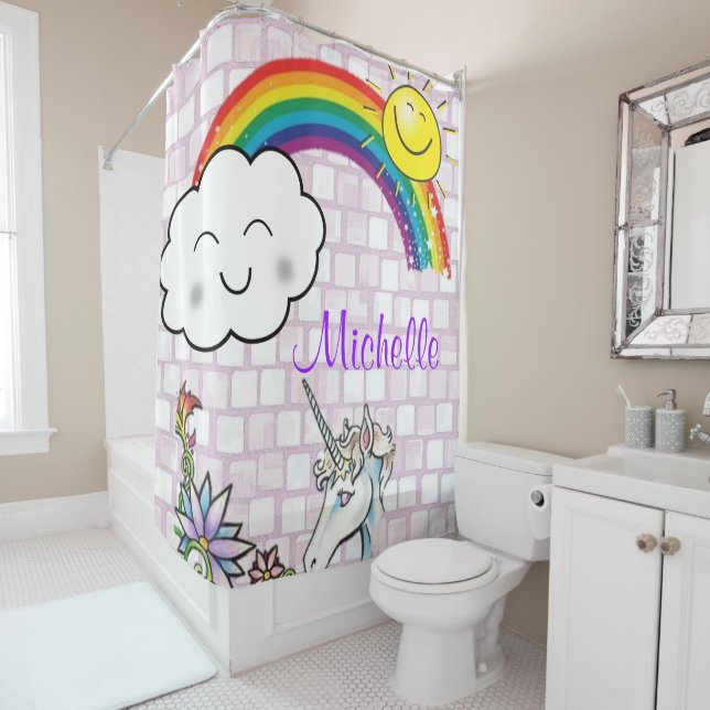 Shower Curtain Unicorn Rainbow (In Situ)
