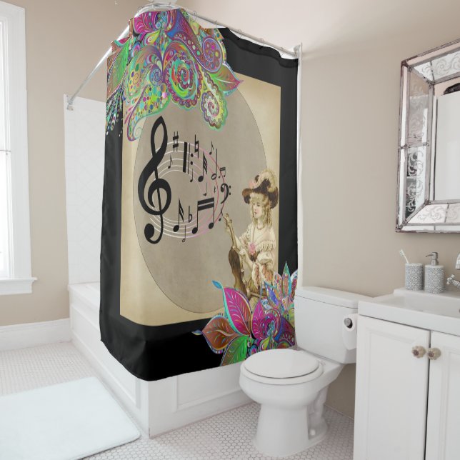 Shower Curtain Victorian Woman Floral (In Situ)