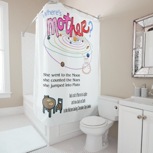 Shower Curtain Where's Mum?  (In Situ)