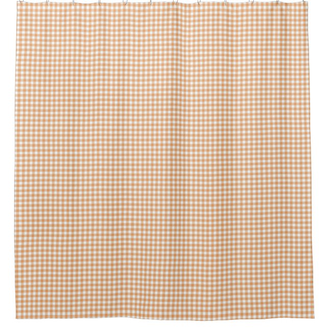 Shower curtain with a beige and white gingham  (Front)