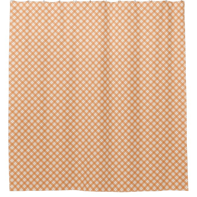Shower curtain with an orange and white checkered  (Front)