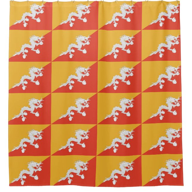 Shower Curtain with Flag of Bhutan (Front)
