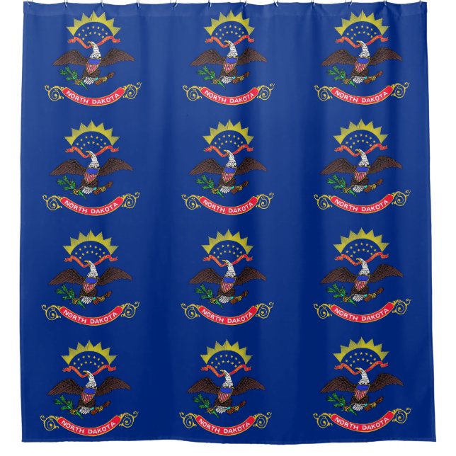 Shower Curtain with Flag of North Dakota, USA (Front)