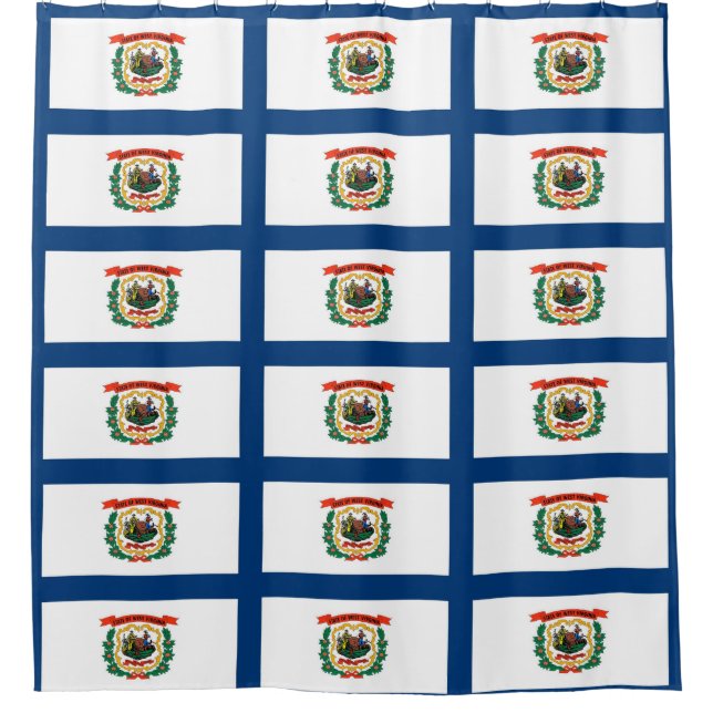 Shower Curtain with Flag of West Virginia, USA (Front)