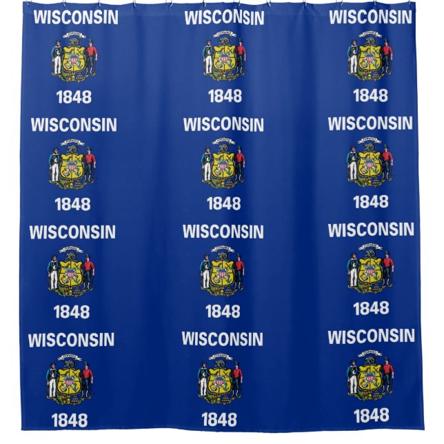 Shower Curtain with Flag of Wisconsin, USA (Front)