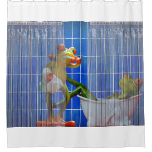 Shower Curtain with Frogs motive