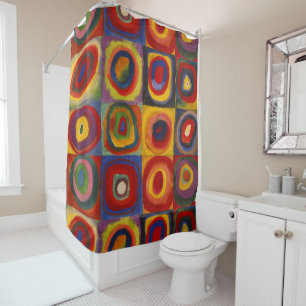Shower Curtain with Kandinsky's Squares and Circle