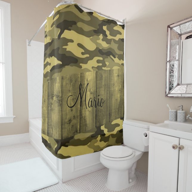 Shower Curtain Yellow Black Army (In Situ)