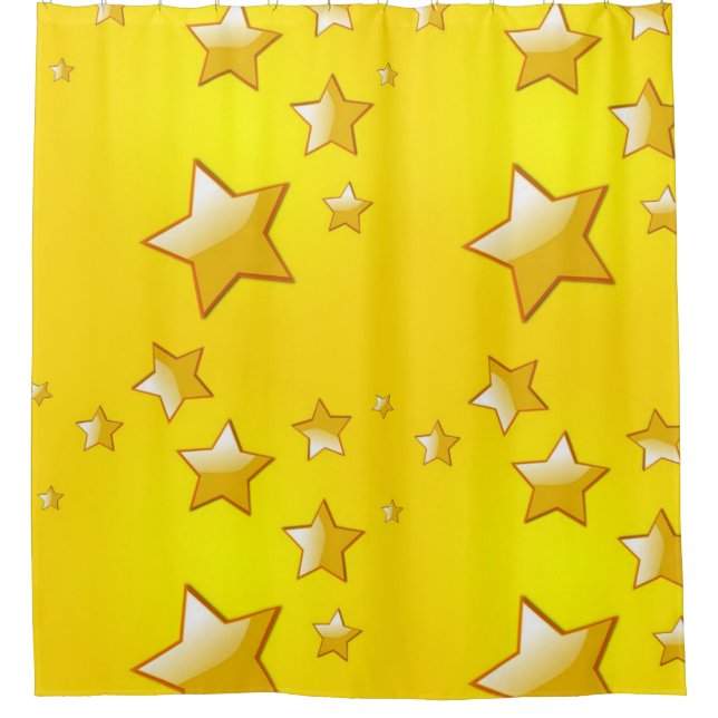Shower Curtain Yellow Stars (Front)