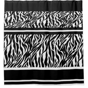 Shower Curtain/Zebra Print Black and White Curtain