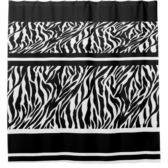 Shower Curtain/Zebra Print Black and White Shower Curtain (Front)