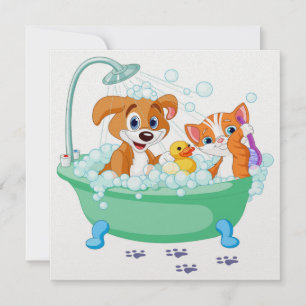Shower/ Cute Cat and Dog Invitation
