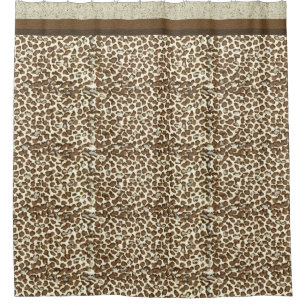 Shower Decor Hand Painted Snow Leopard Animal Skin Curtain