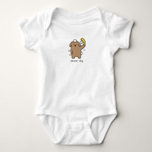 Shower Dog Brown Poodle Bath Time Kawaii Baby Bodysuit
